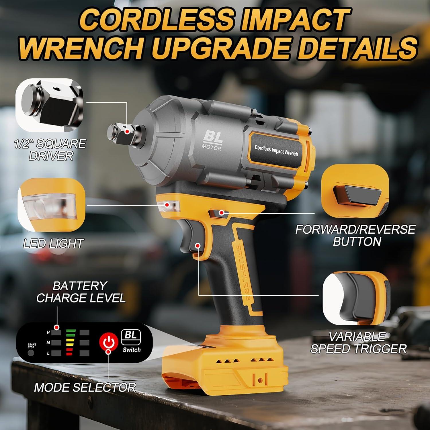 Llave de impacto inalámbrica 1/2" Labfintom 20V 1200N.m