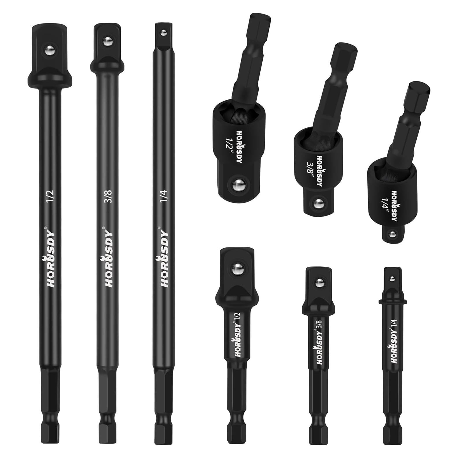 Juego de Adaptadores de Enchufe HORUSDY 9 Piezas 1/4" 3/8" 1/2"