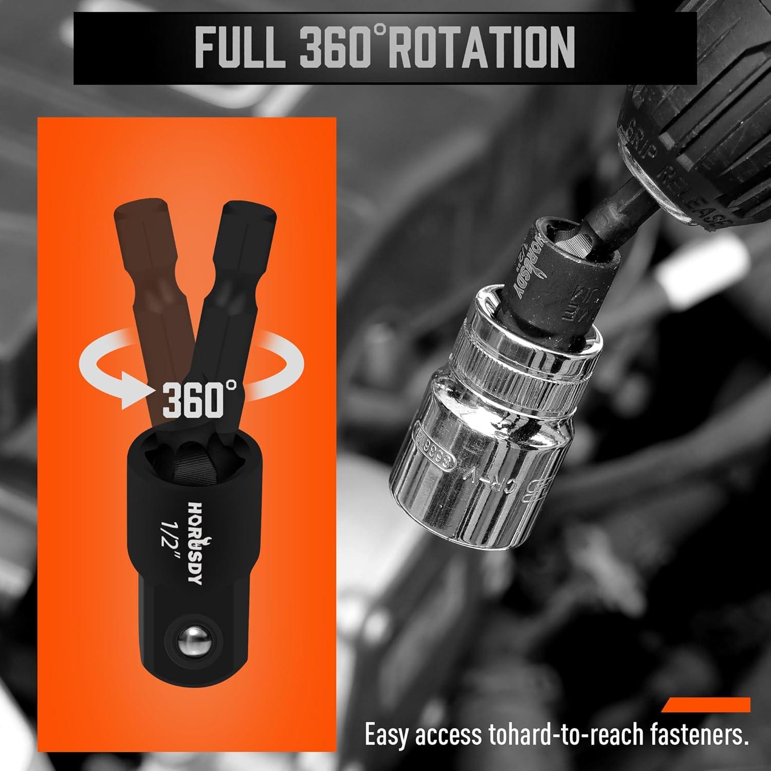 Juego de Adaptadores de Enchufe HORUSDY 9 Piezas 1/4" 3/8" 1/2"