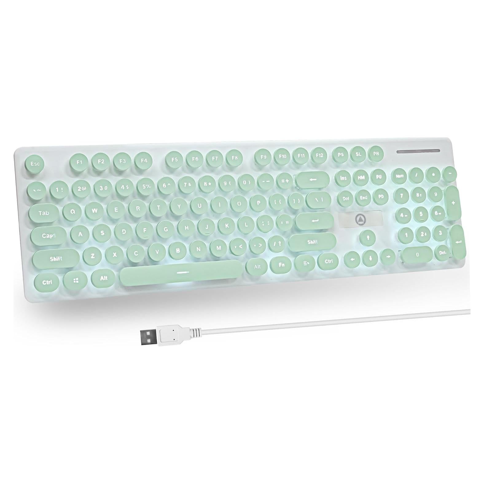 Teclado de máquina de escribir FS SHOP 104 teclas LED verde