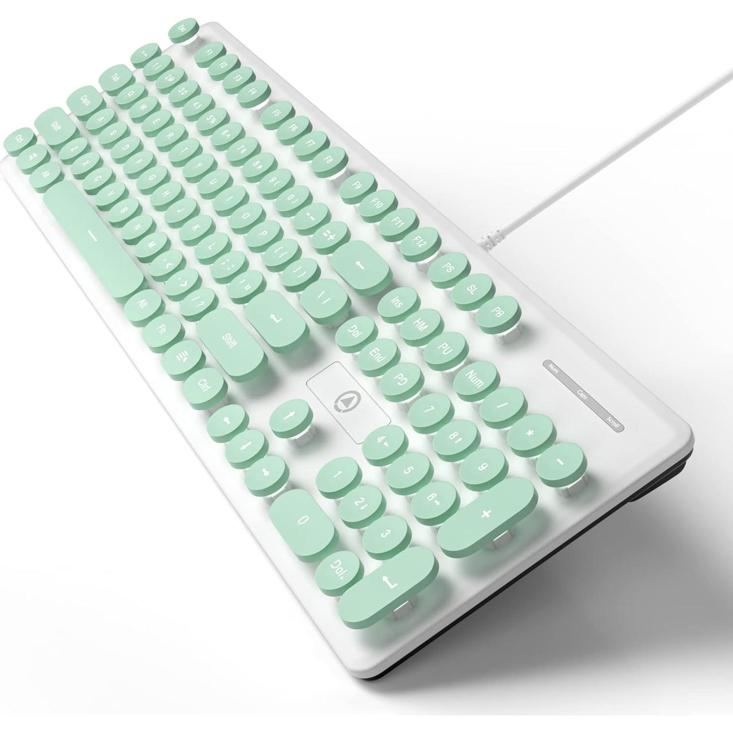 Teclado de máquina de escribir FS SHOP 104 teclas LED verde