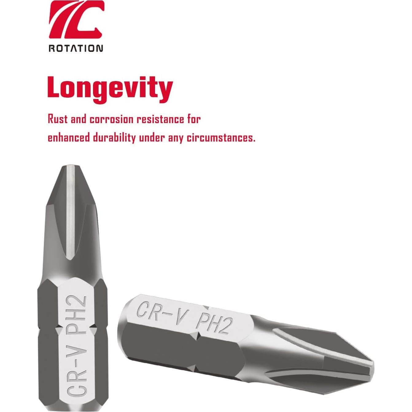 Set de Puntas Phillips #2 30 Piezas Rotation Acero Cromo Vanadio