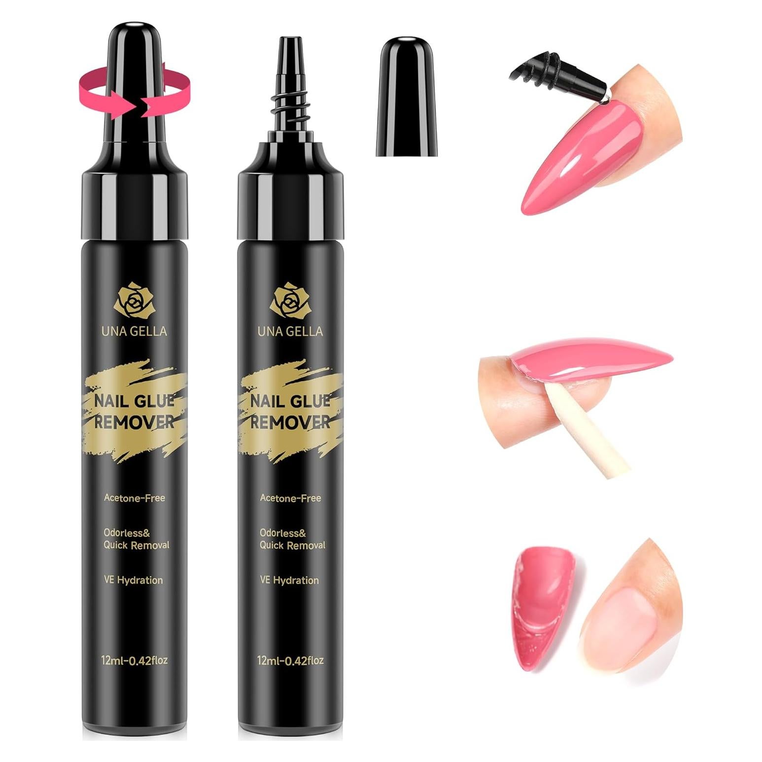 Removedor de Pegamento para Uñas UNA GELLA 12ml x2 - Sin Acetona