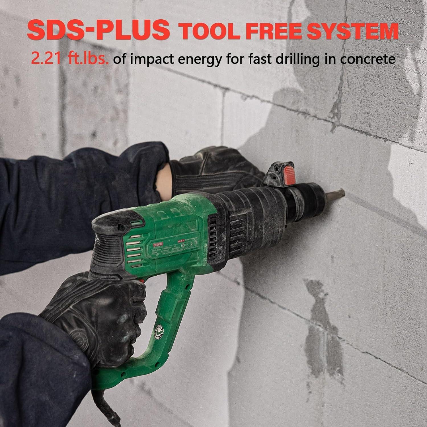 Martillo Rotativo Ligero DESHUO LD26 1050W 4 Funciones SDS-Plus