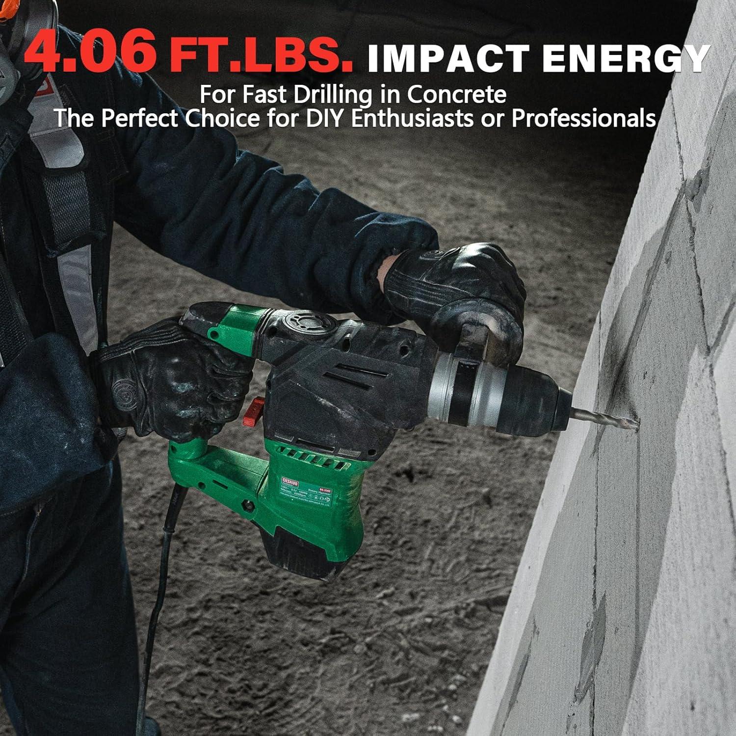 Taladro Rotomartillo DESHUO 32KE 1500W 3 Modos SDS-Plus