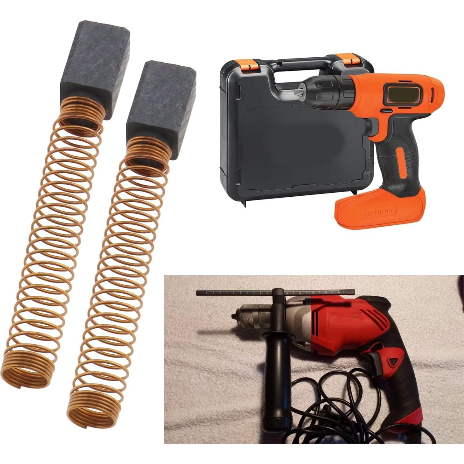 Cepillos de Carbón ECSiNG 4 Pcs para BLACK & DECKER KR70 6.3x6.3x11mm