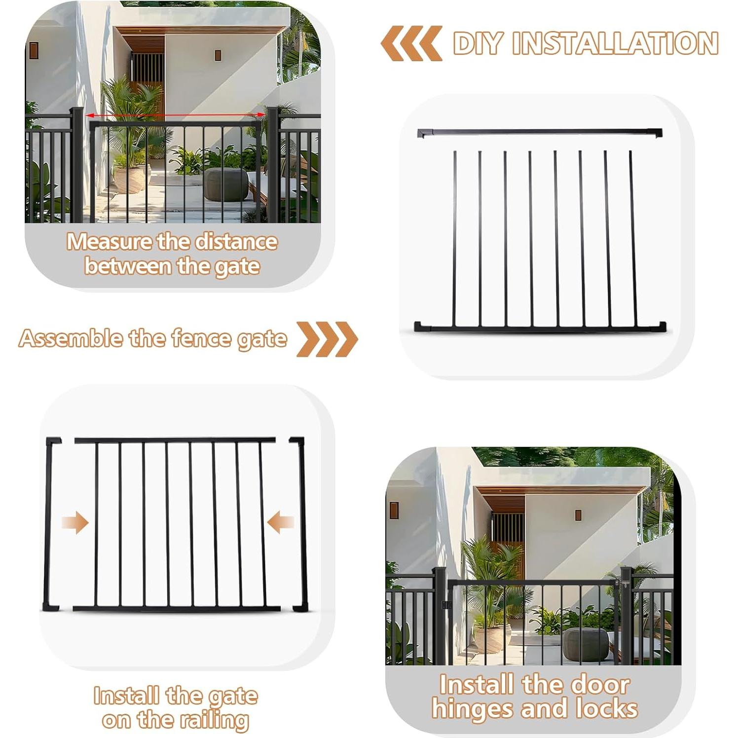 Kit Puerta de Cerca para Deck JTZFD 109.2x12.7 cm Negro