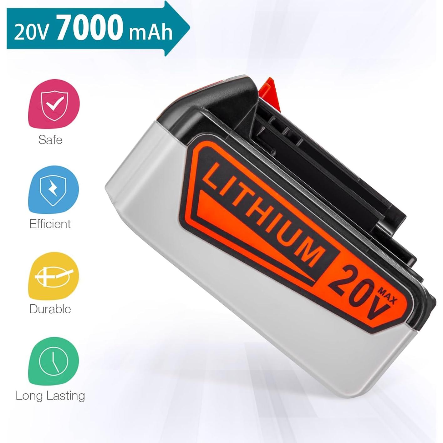 Batería de Reemplazo 20V 7.0Ah Black & Decker LBXR20 con Cargador