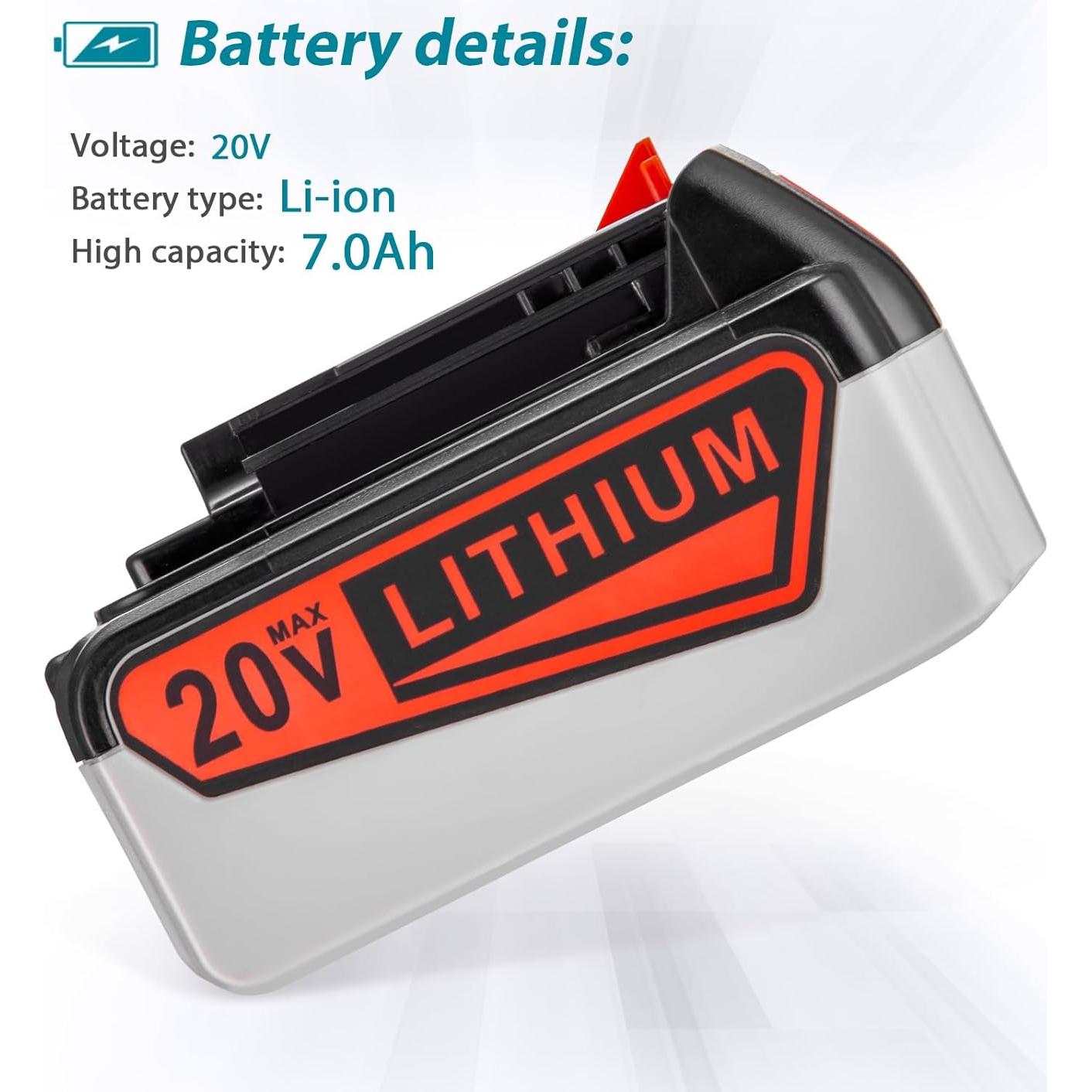 Batería de Reemplazo 20V 7.0Ah Black & Decker LBXR20 con Cargador