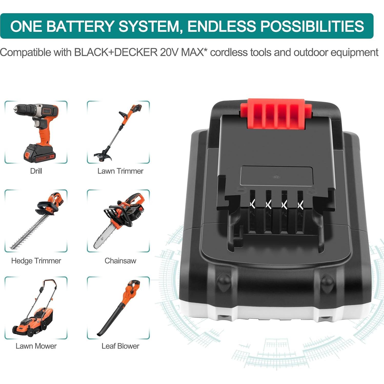 Batería de Litio 20V ADVTRONICS + Cargador Compatible Black+Decker