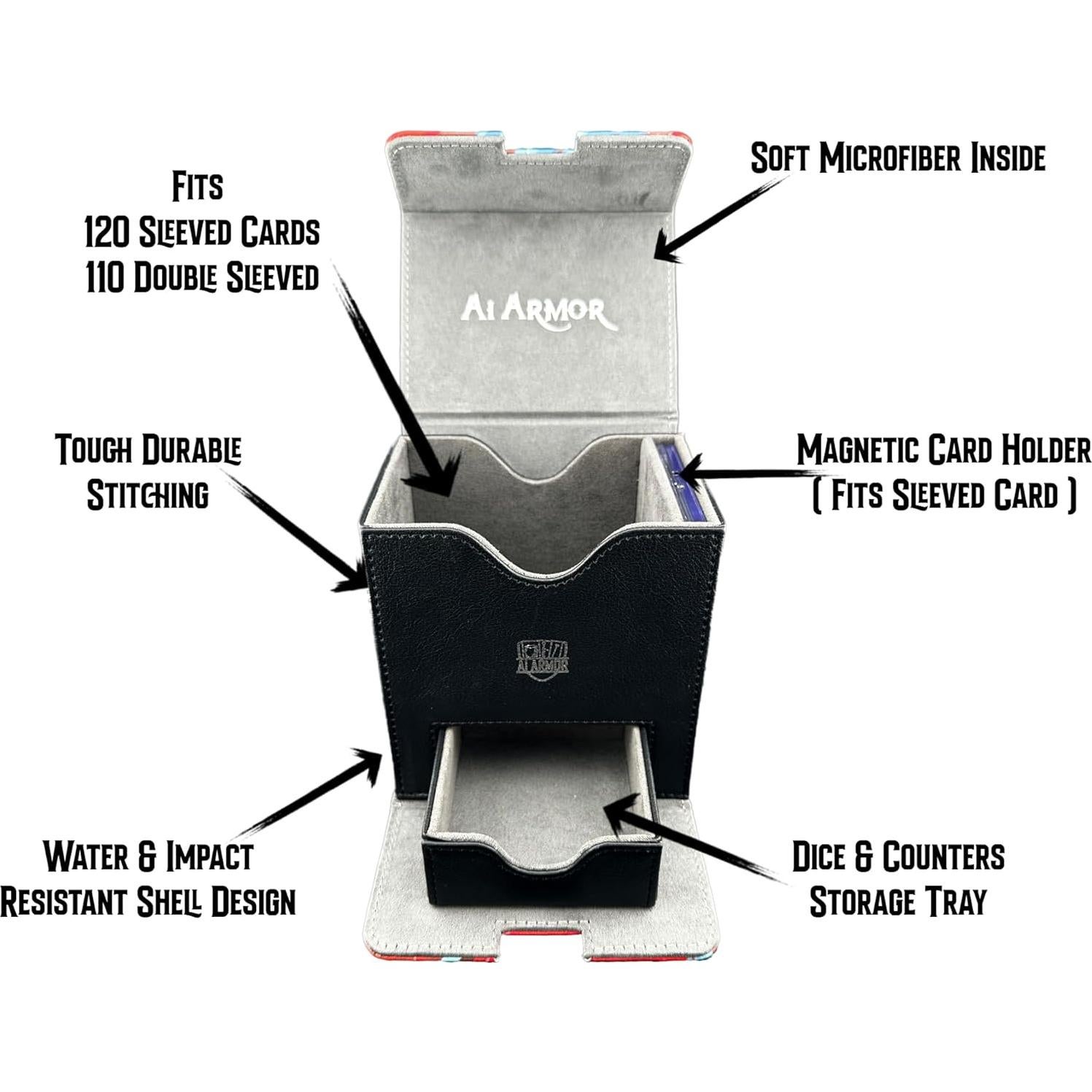 Caja de Barajas Ai Armor Commander 100+ Cartas Cuero Negro