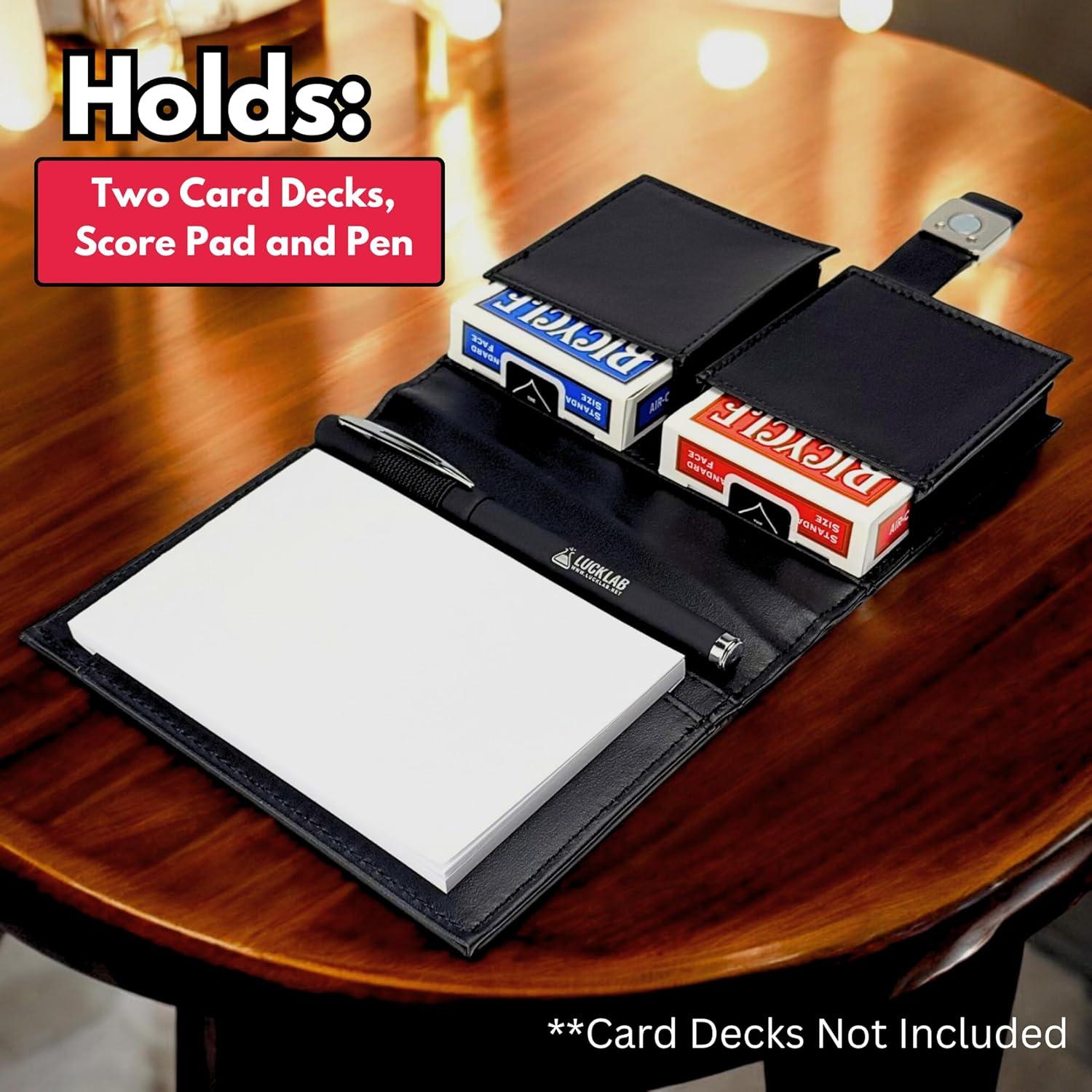 Estuche Doble de Cuero Luck Lab para Cartas - Negro