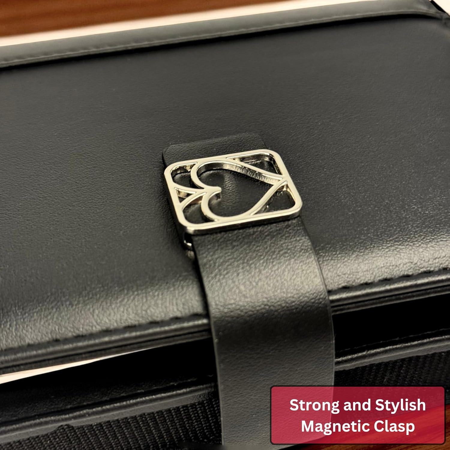 Estuche Doble de Cuero Luck Lab para Cartas - Negro