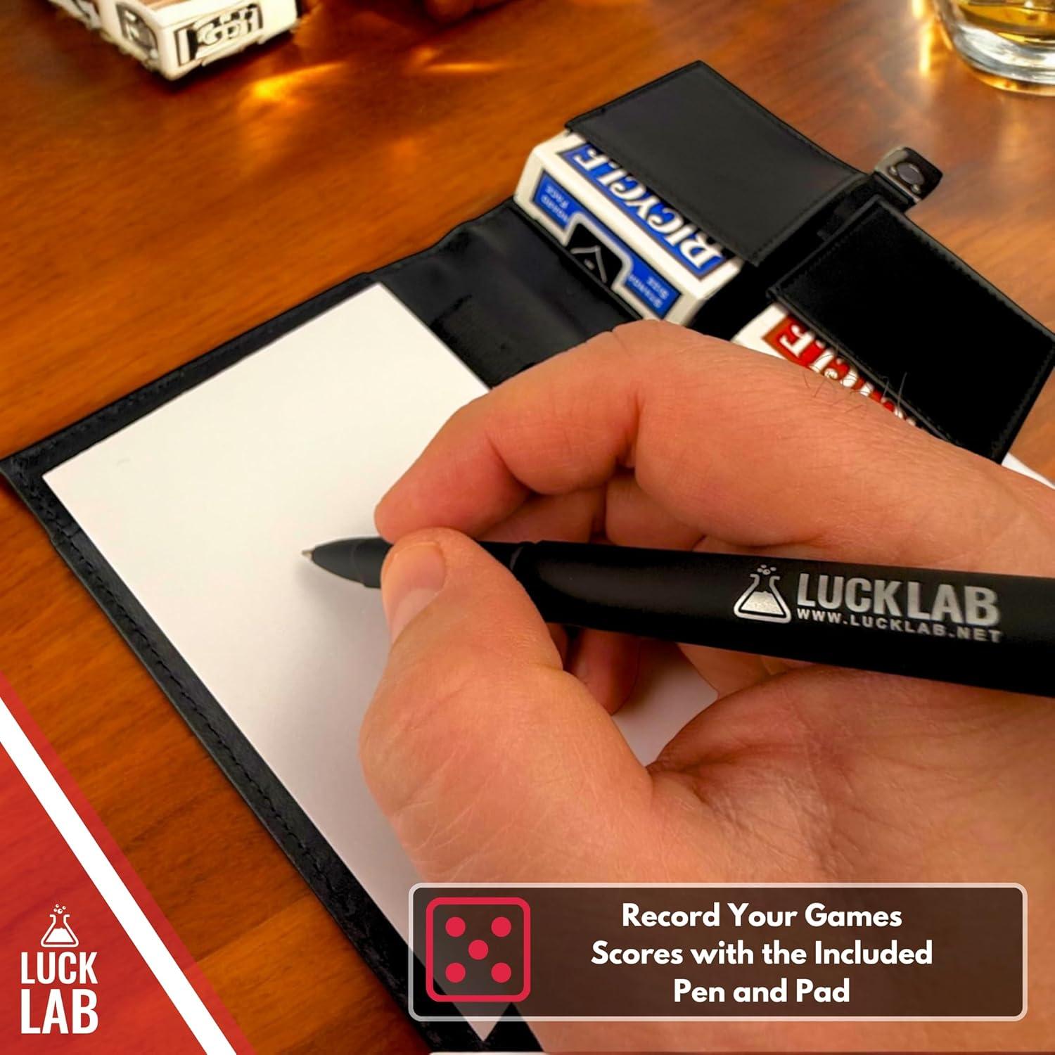 Estuche Doble de Cuero Luck Lab para Cartas - Negro