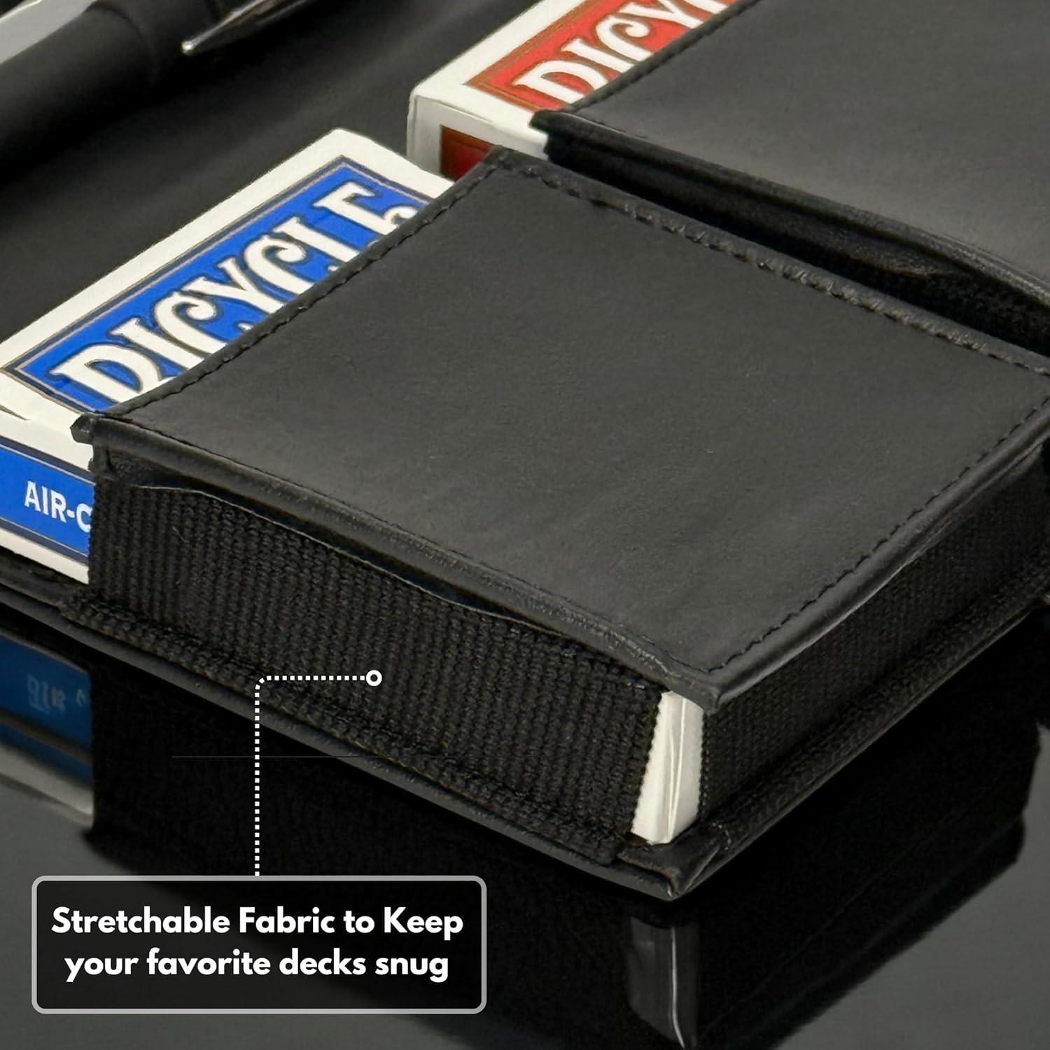 Estuche Doble de Cuero Luck Lab para Cartas - Negro