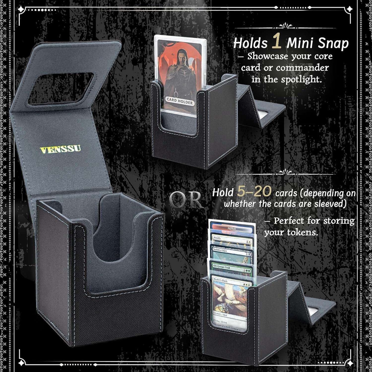 Caja de Deck Venssu para Cartas TCG con Ventana Frontal - Negro y Gris