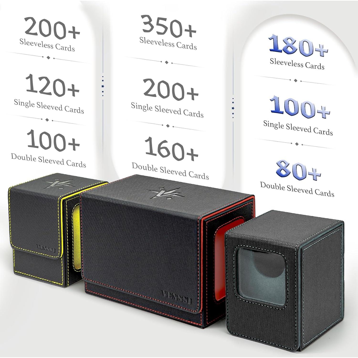 Caja de Deck Venssu para Cartas TCG con Ventana Frontal - Negro y Gris