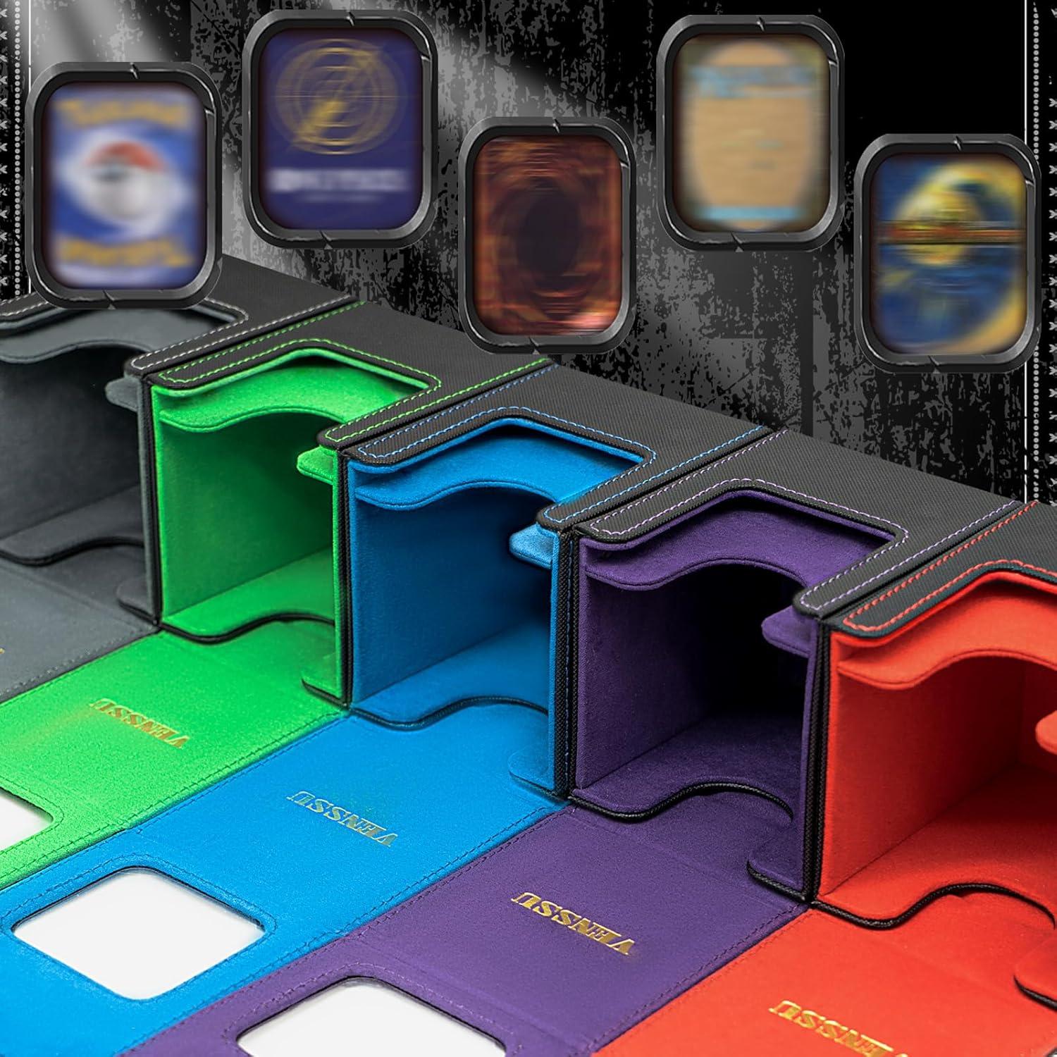 Caja de Deck Venssu para Cartas TCG con Ventana Frontal - Negro y Gris