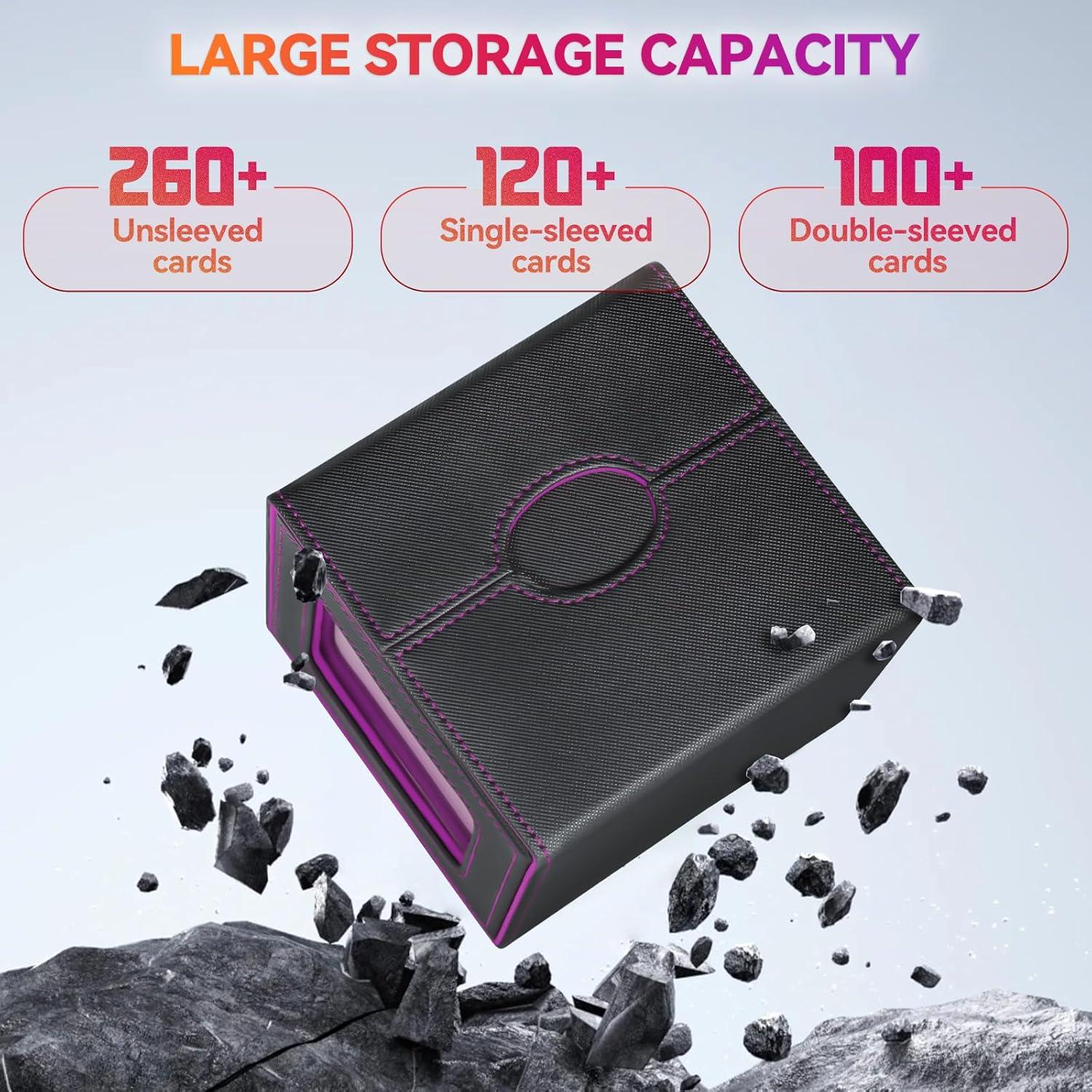 Caja de Barajas Viyohoh para MTG - 100 Cartas Dobladas, Negro y Púrpura