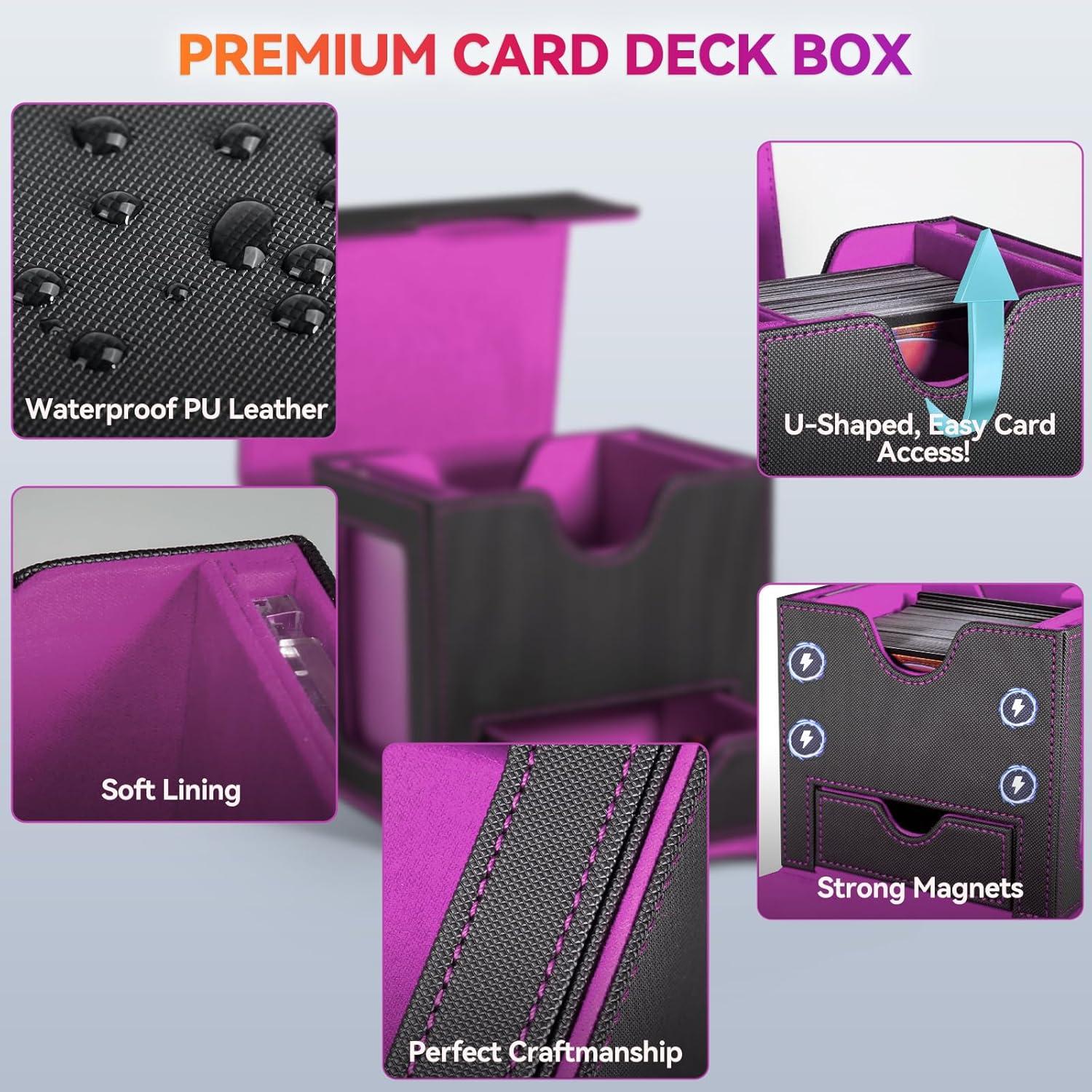 Caja de Barajas Viyohoh para MTG - 100 Cartas Dobladas, Negro y Púrpura