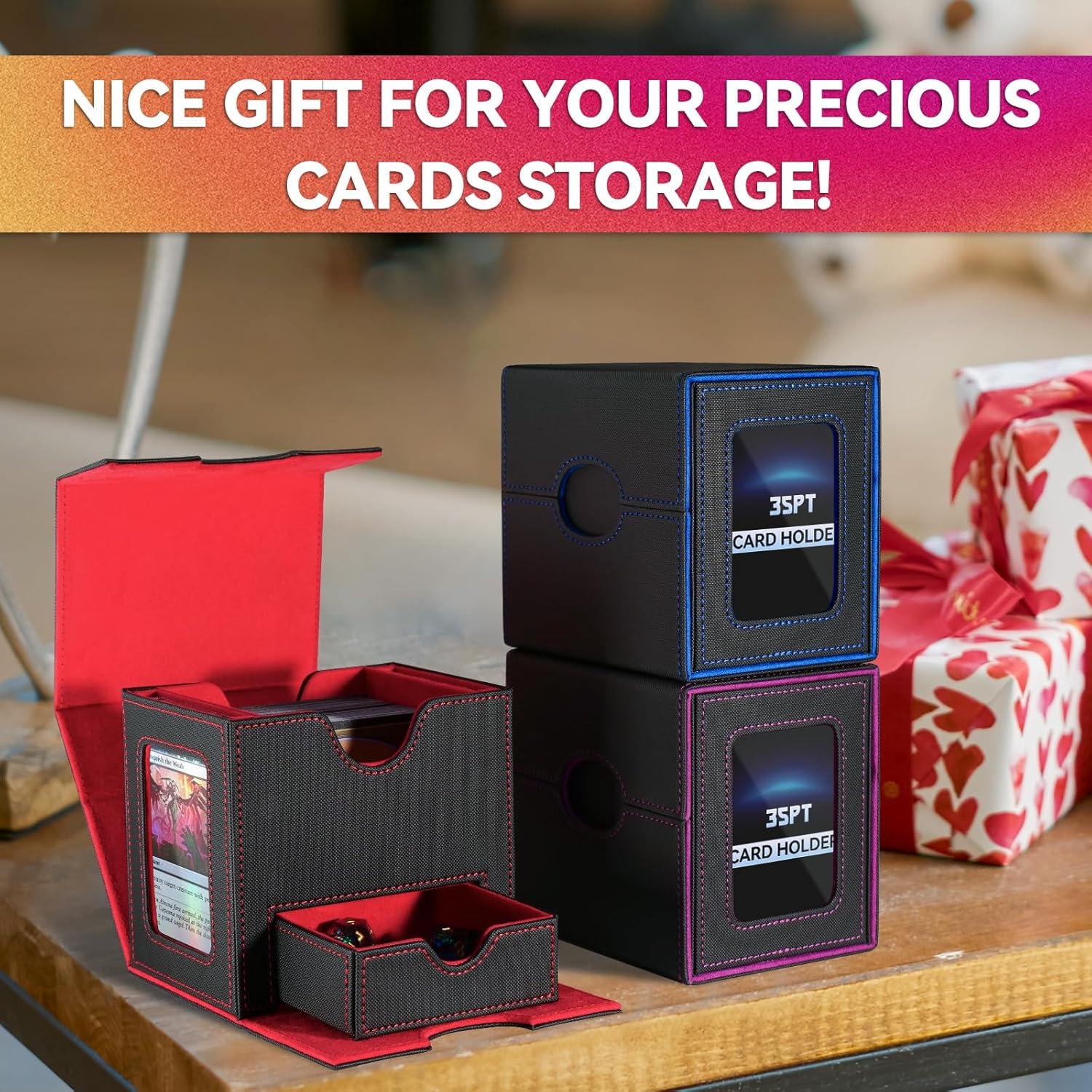 Caja de Barajas Viyohoh para MTG - 100 Cartas Dobladas, Negro y Púrpura