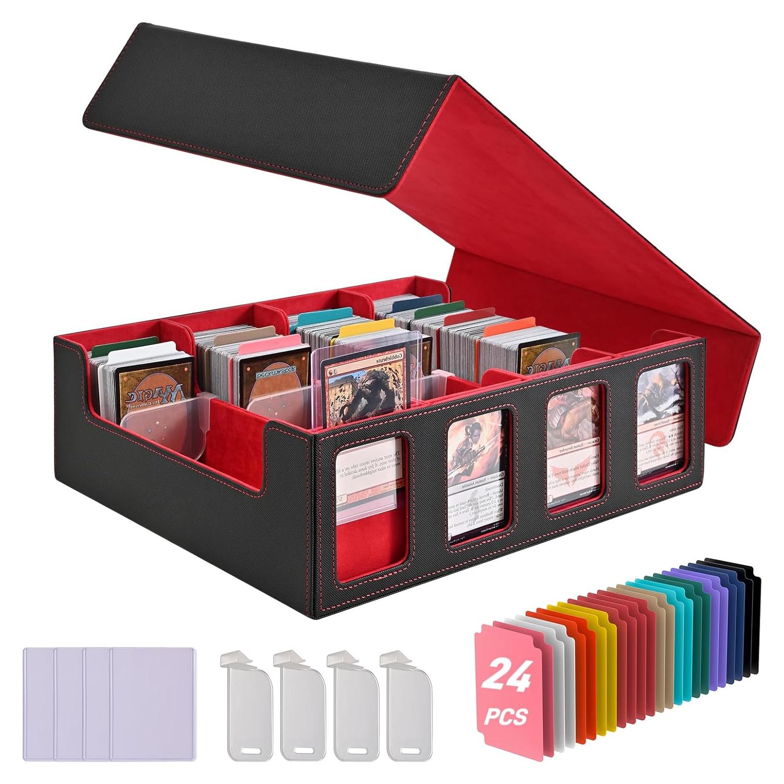 Caja de Almacenamiento para Cartas MGZKV - 3000+ Cartas, Negro/Rojo