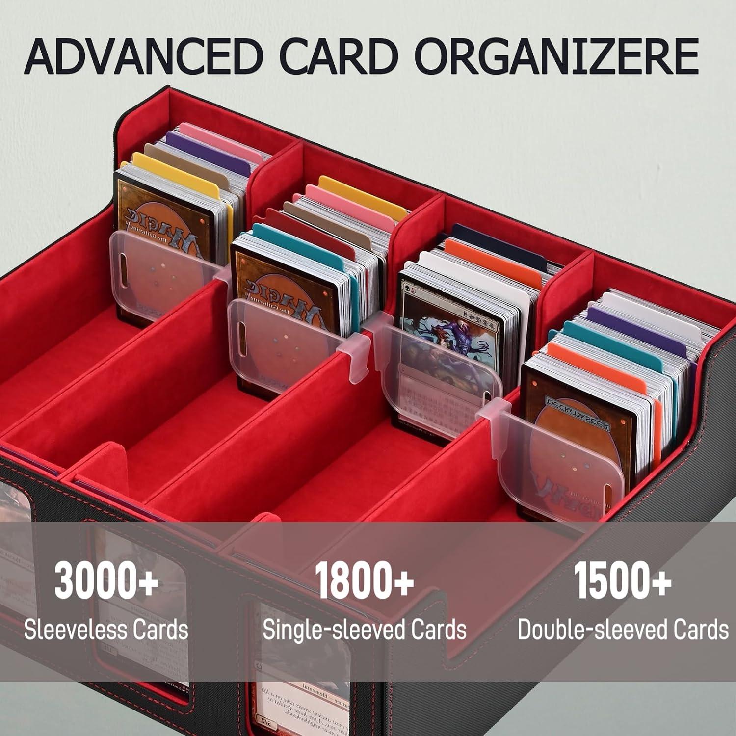 Caja de Almacenamiento para Cartas MGZKV - 3000+ Cartas, Negro/Rojo