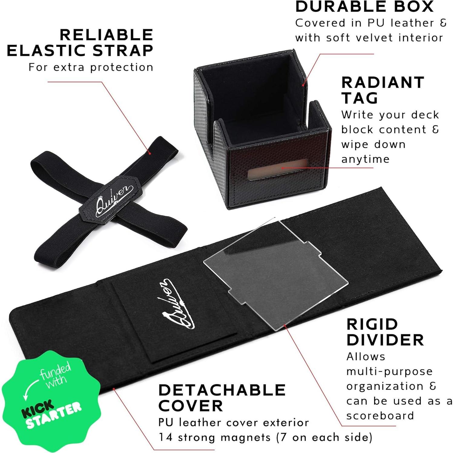 Caja de Deck Quiver Time Citadel Negra para 100+ Cartas MTG