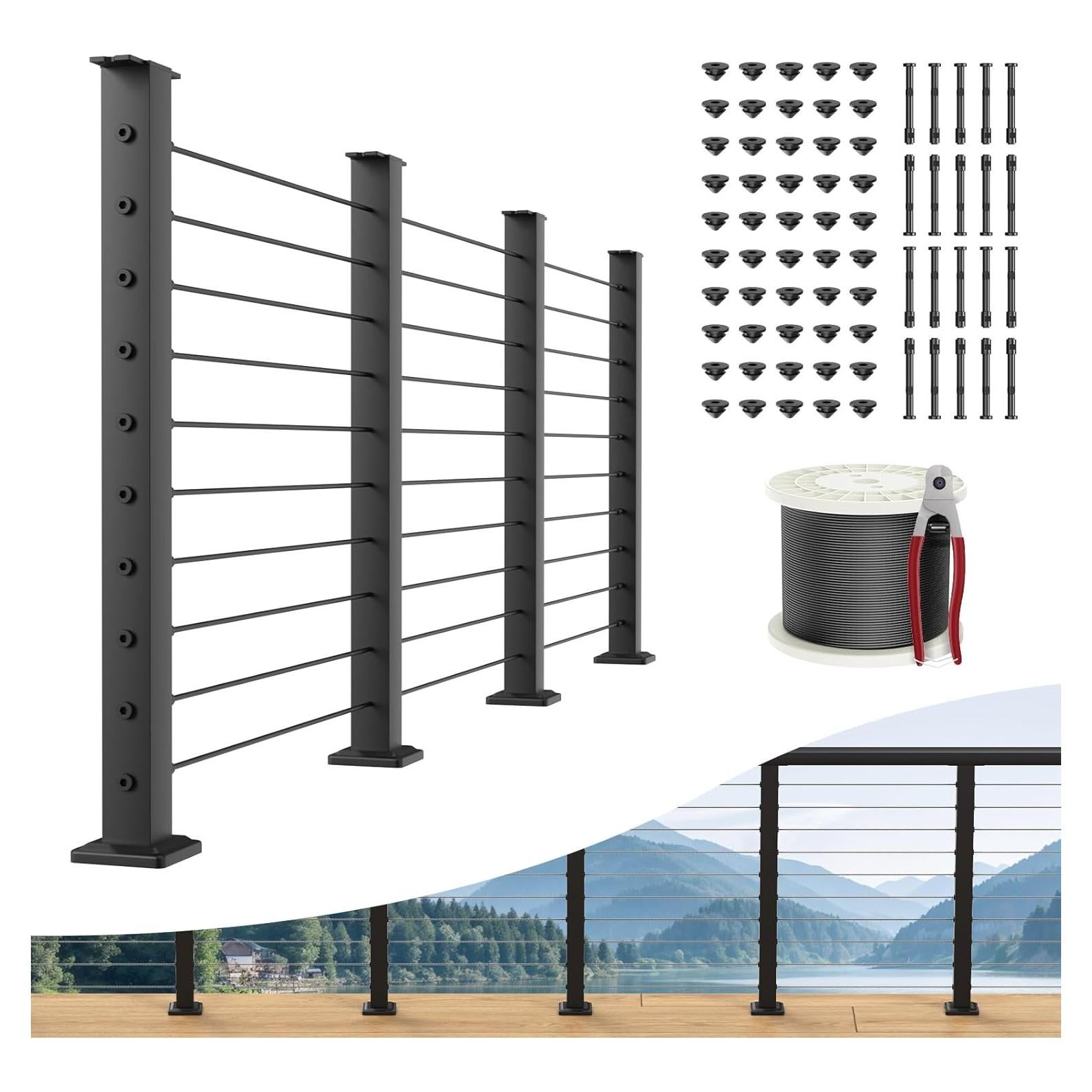 Kit de Barandilla de Cable BLIKA 4 Postes 35" Acero Inoxidable