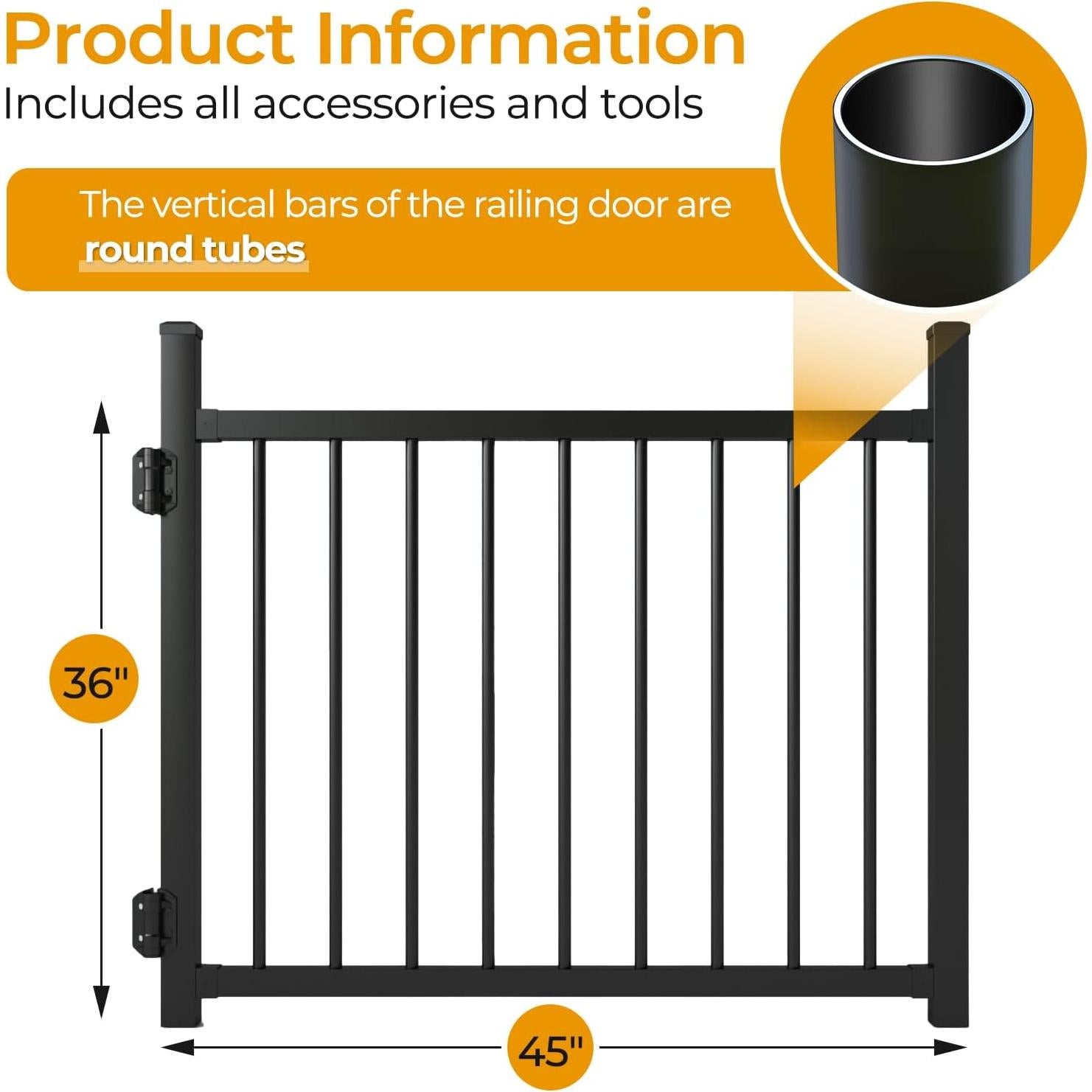 Puerta de Aluminio Ajustable Solviro 91.4x114.3 cm Negra