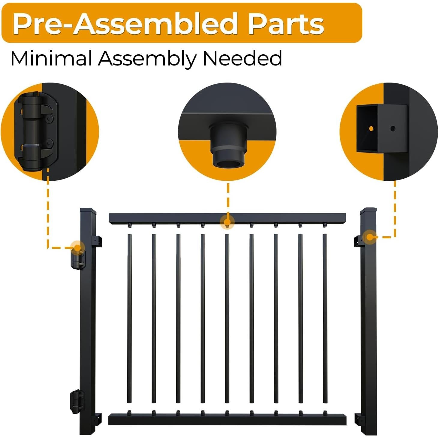 Puerta de Aluminio Ajustable Solviro 91.4x114.3 cm Negra