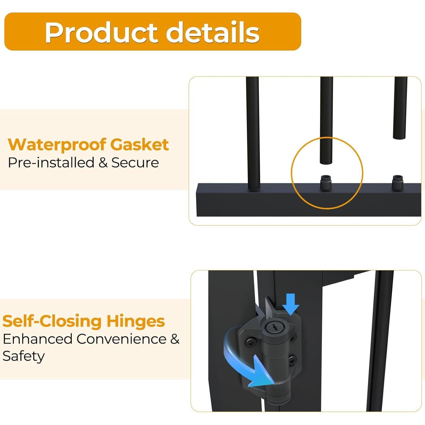 Puerta de Aluminio Ajustable Solviro 91.4x114.3 cm Negra