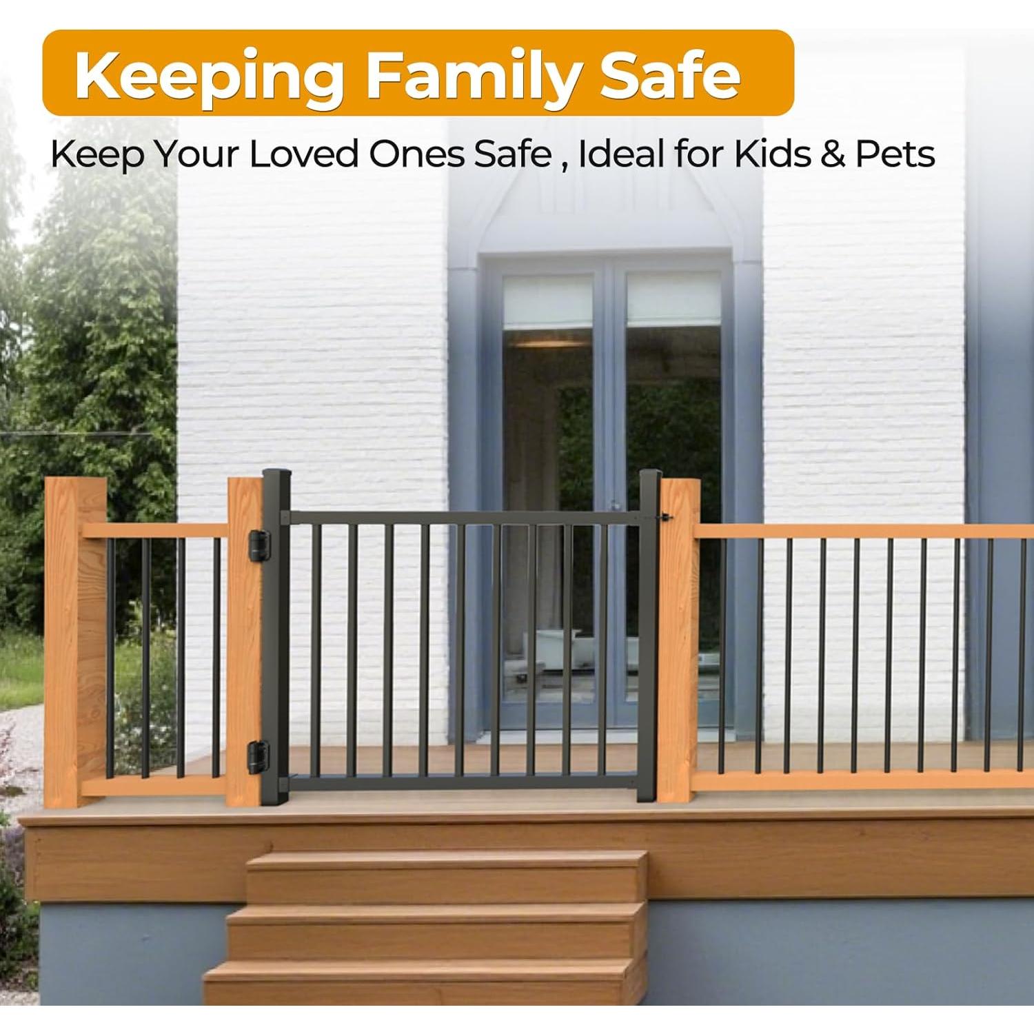 Puerta de Aluminio Ajustable Solviro 91.4x114.3 cm Negra