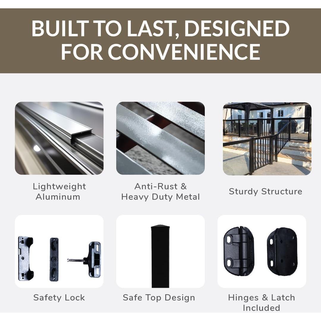 Kit de Puerta de Aluminio MOUNTWEST 121.92x106.68 cm Negro