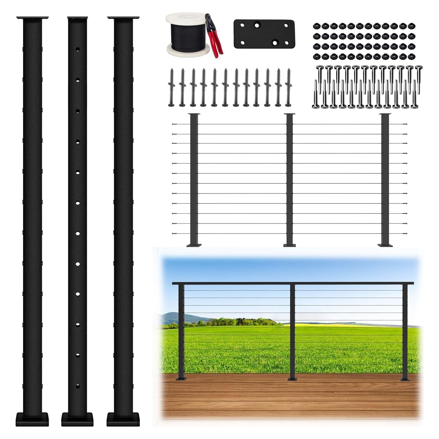Kit Completo de Barandilla de Cable KIT-42IN 3 Postes 106.68 cm