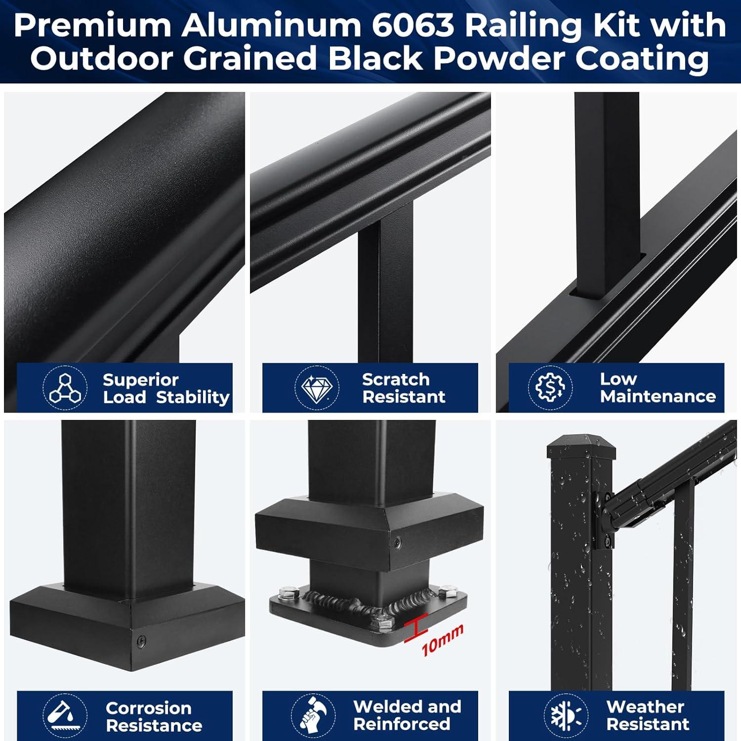 Poste de Barandilla de Aluminio Egadis 99.1 cm Negro Texturizado