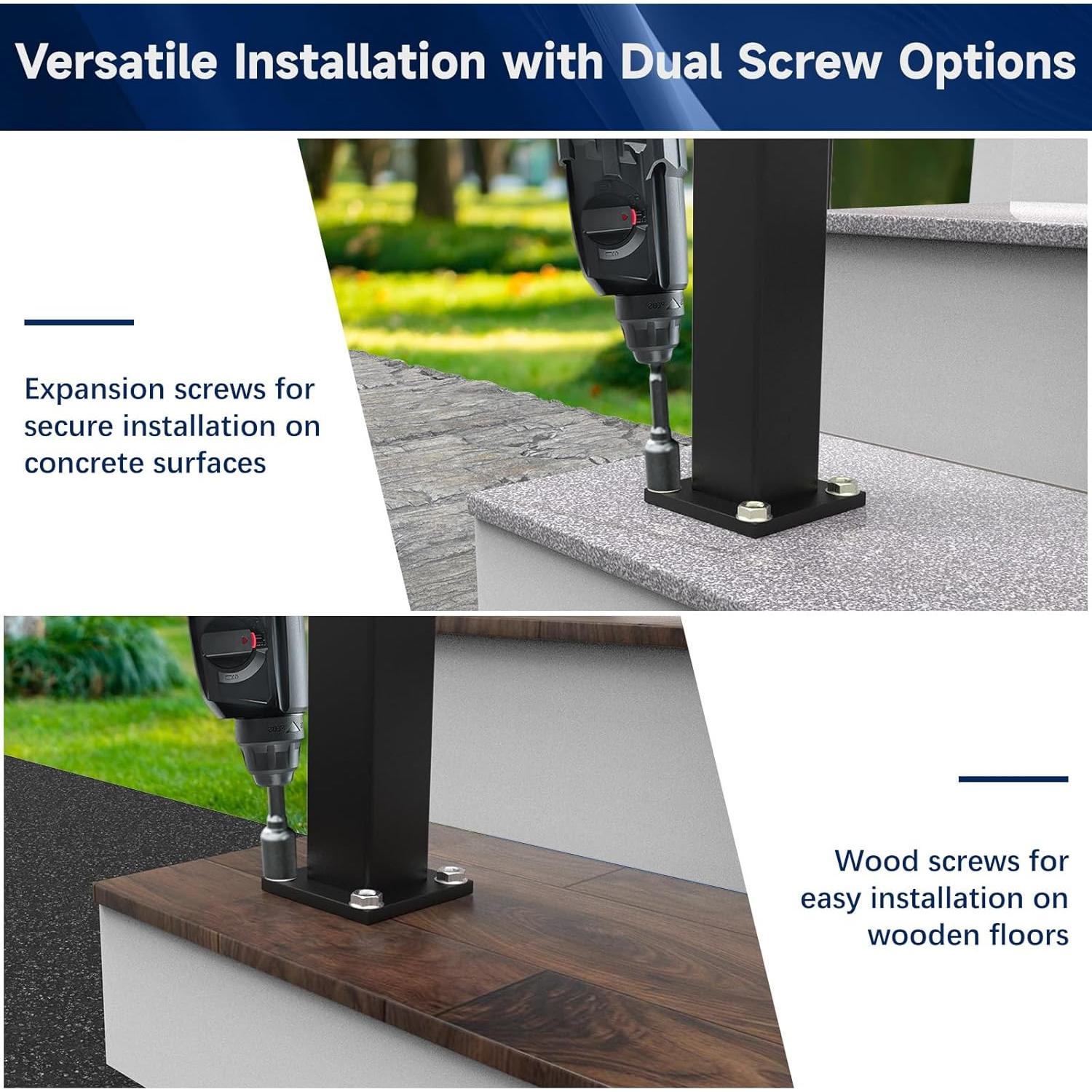 Poste de Barandilla de Aluminio Egadis 99.1 cm Negro Texturizado