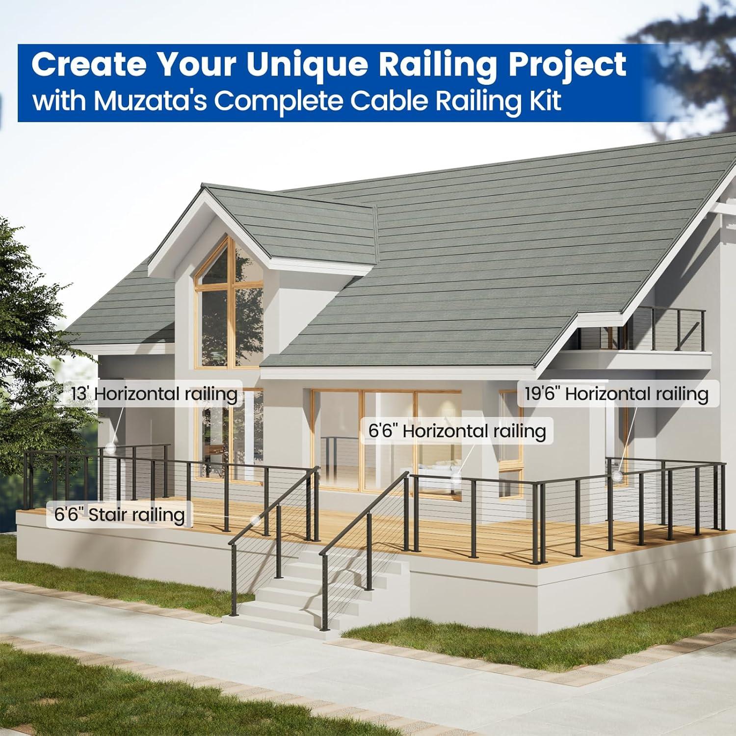 Kit Completo de Barandilla de Cable Muzata RCS2 42" Negro