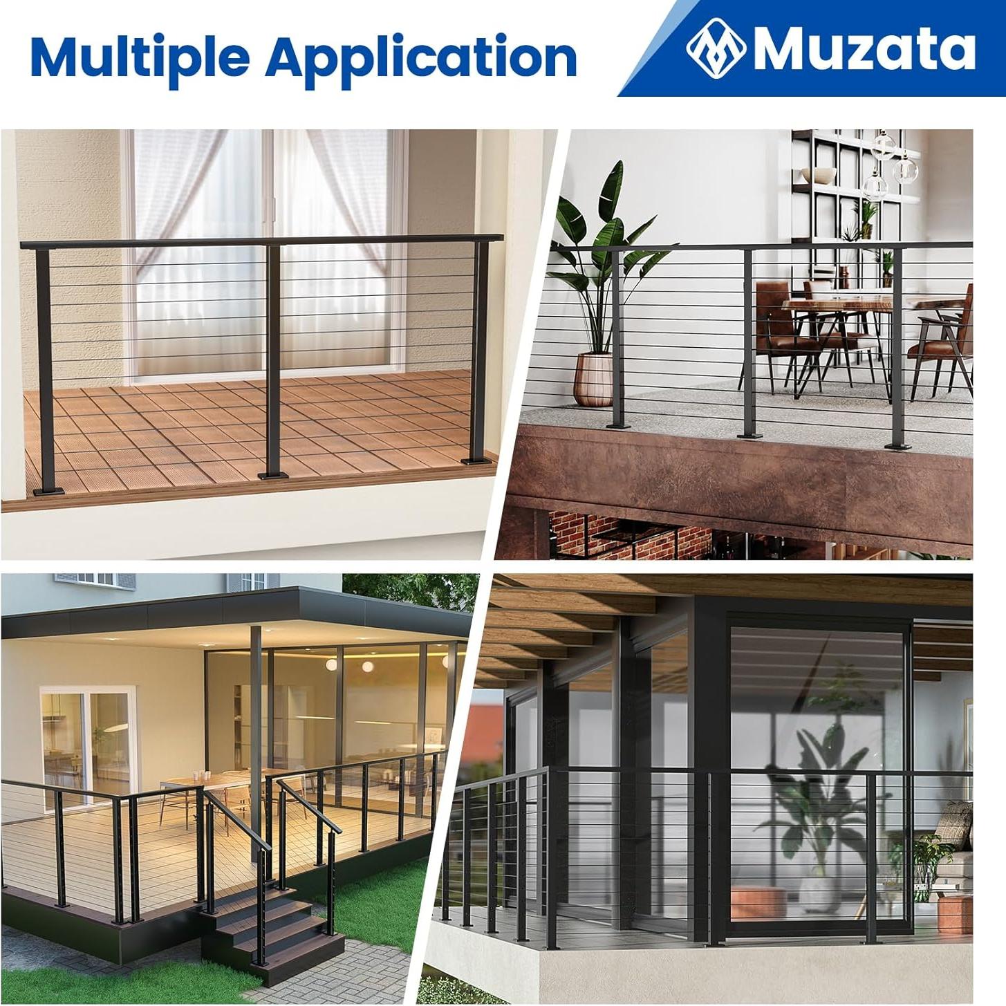 Kit Completo de Barandilla de Cable Muzata RCS2 42" Negro