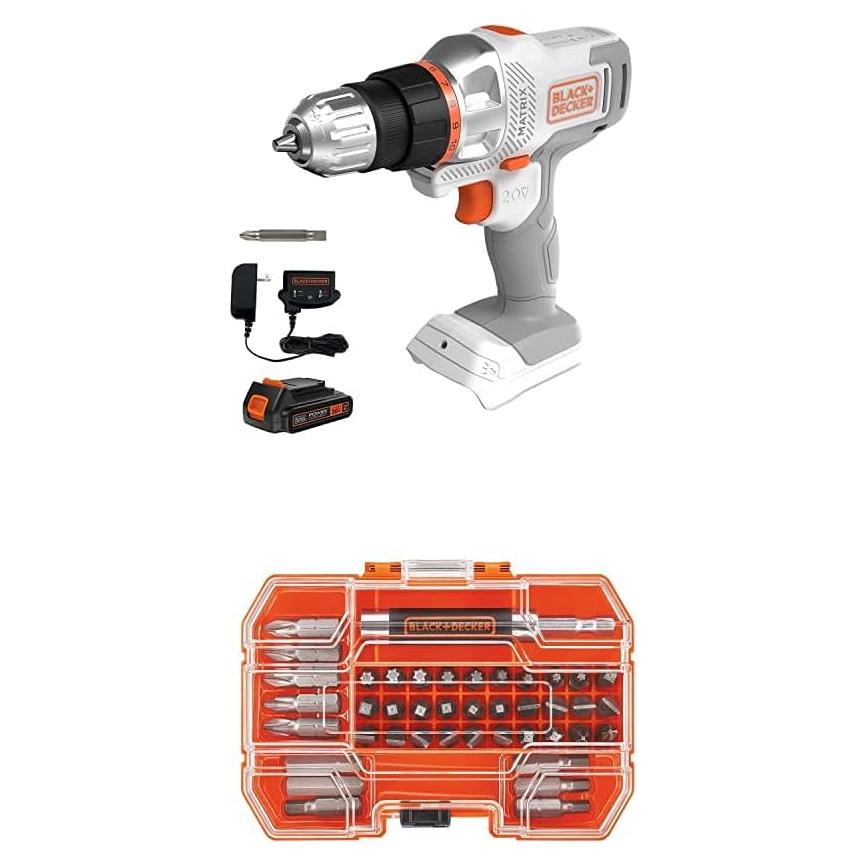 Taladro Inalámbrico BLACK+DECKER 20V MAX con 42 Piezas