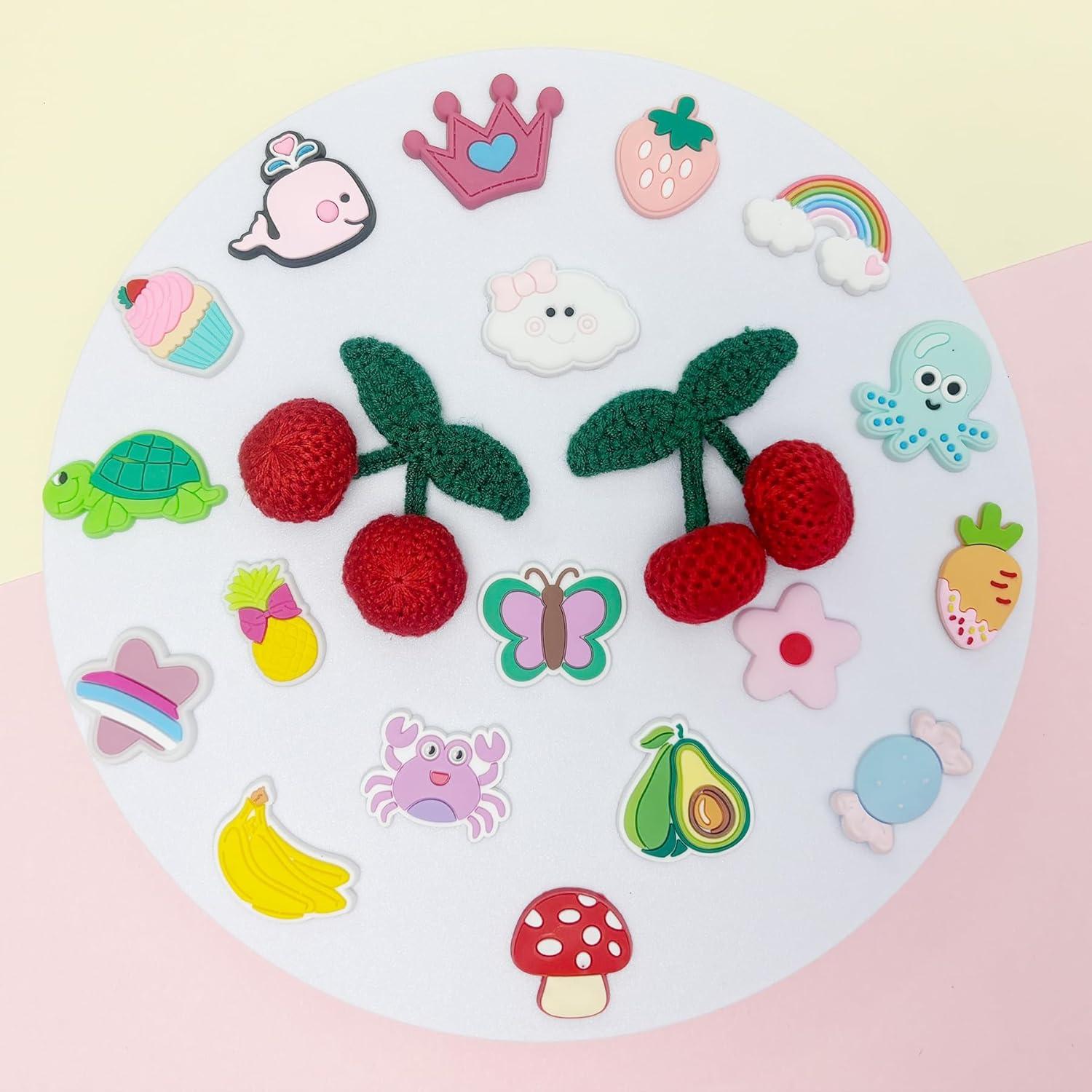 Encantos de Zapato Arrebolli Cereza de Tela 20 Piezas PVC