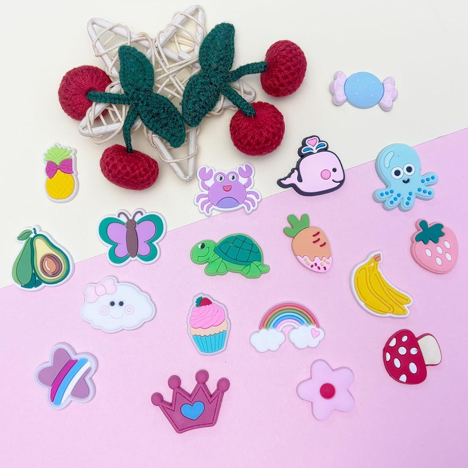 Encantos de Zapato Arrebolli Cereza de Tela 20 Piezas PVC