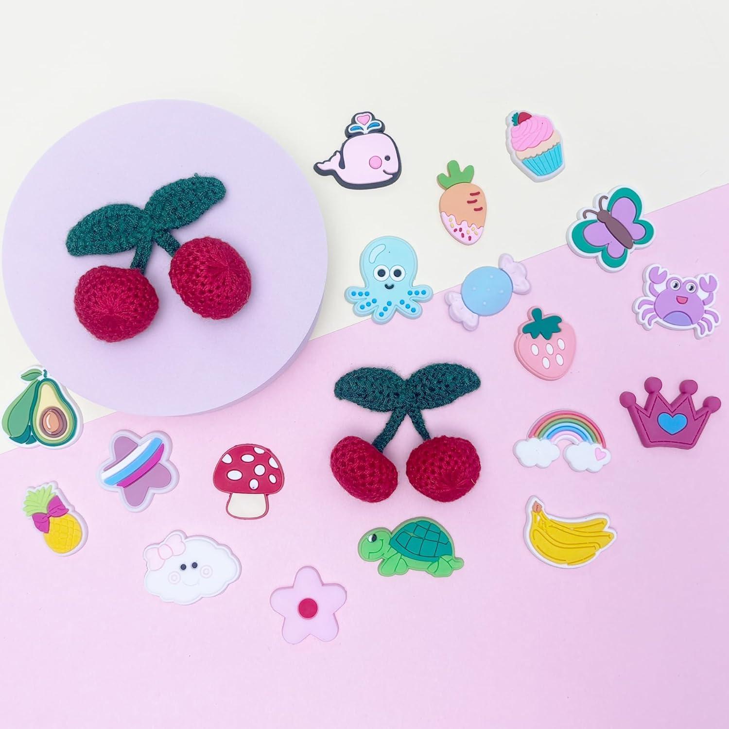 Encantos de Zapato Arrebolli Cereza de Tela 20 Piezas PVC