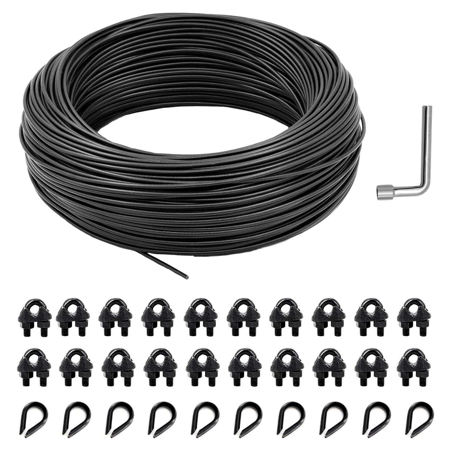 Kit de Suspensión para Luces de Cuerda Yulexin 30.48 m Negro