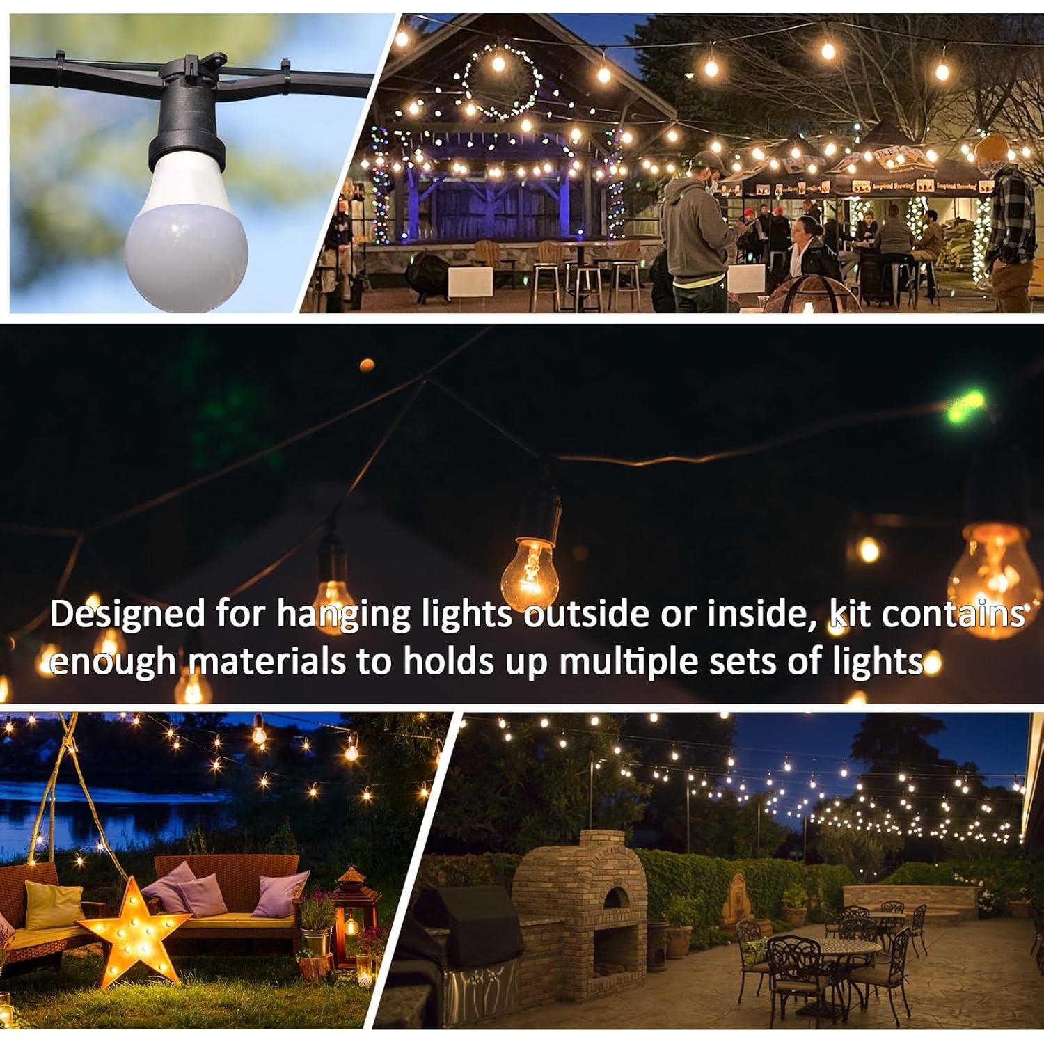 Kit de Suspensión para Luces de Cuerda Yulexin 30.48 m Negro