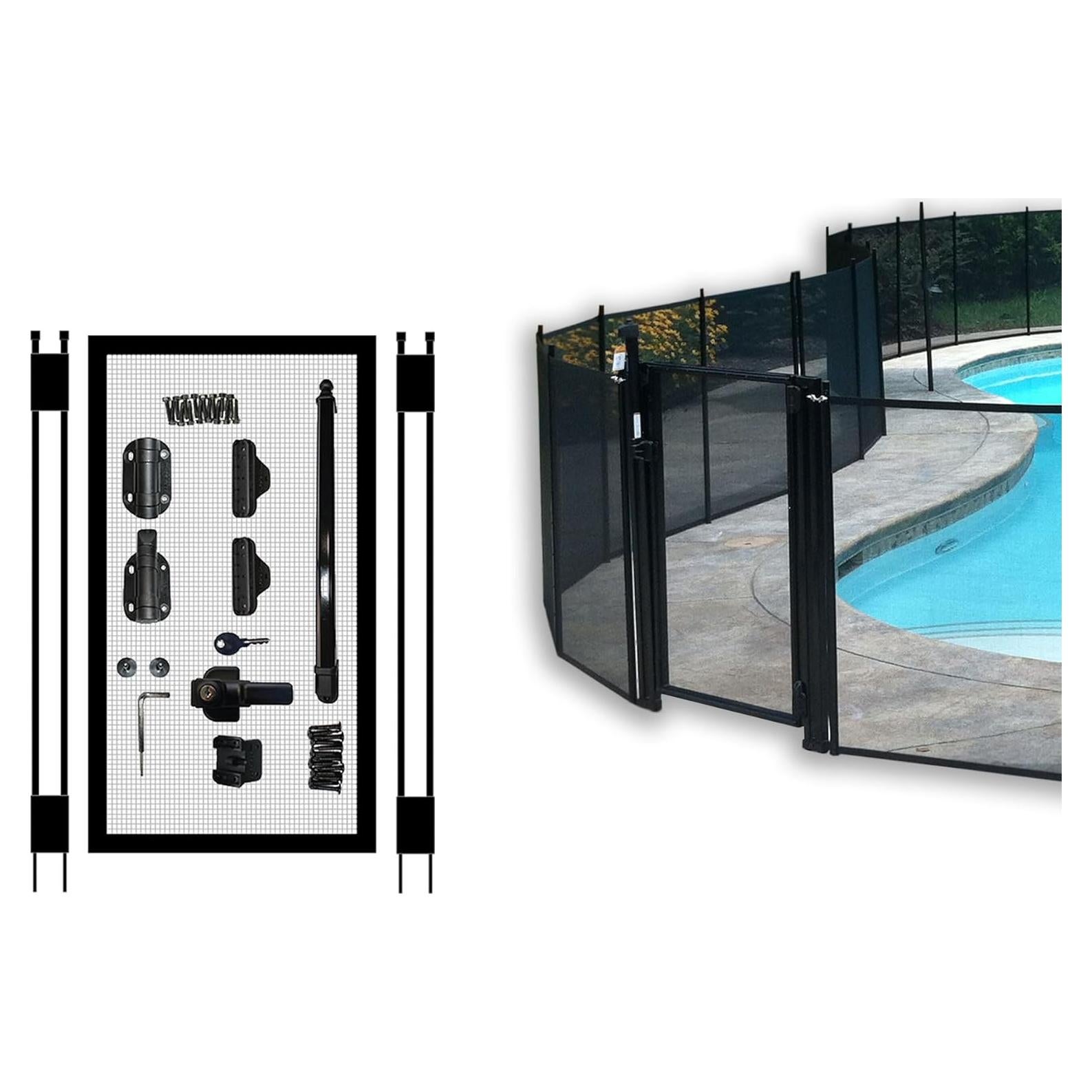 Puerta de Cierre Automático Life Saver Pool Fence DIY Negra
