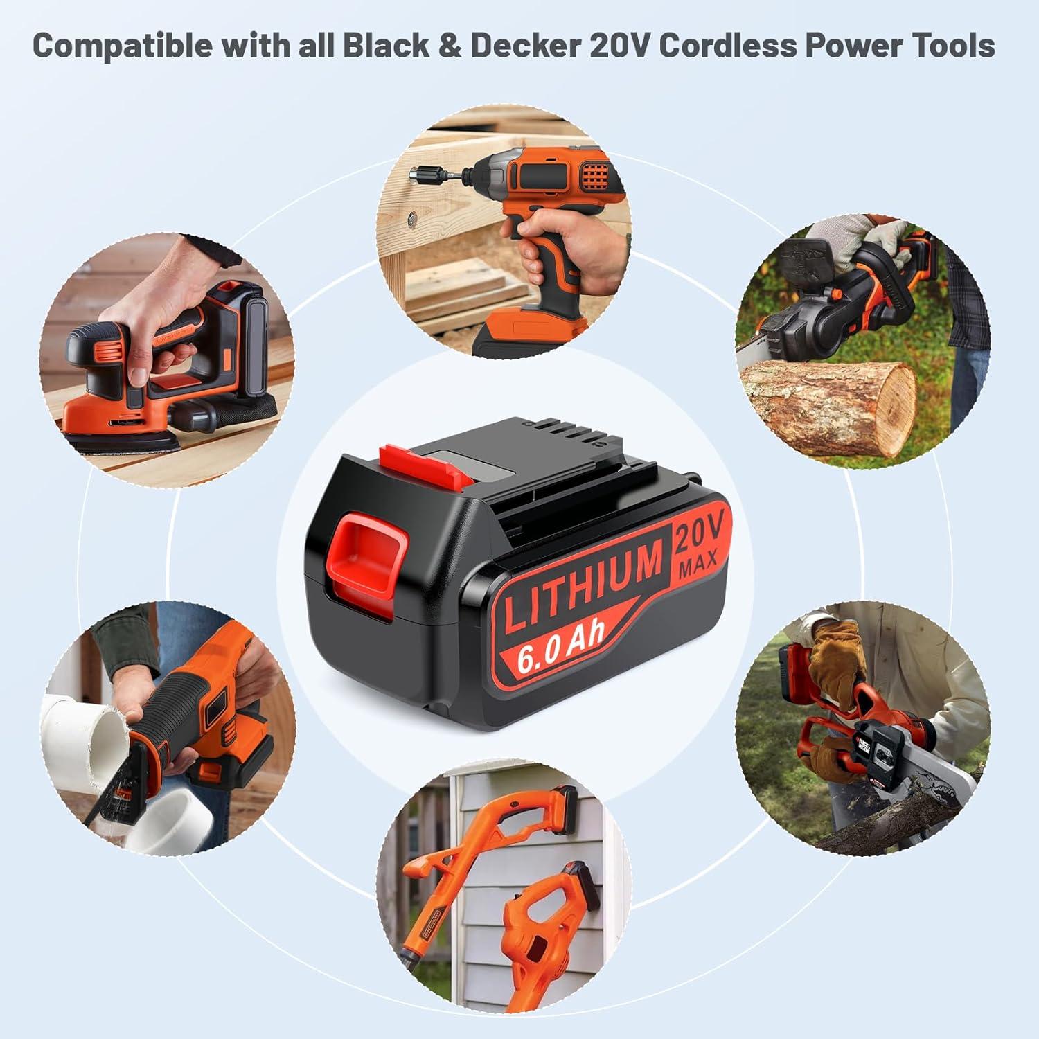 Paquete de 2 Baterías de Litio 20V 6.0Ah LBX4020 Black & Decker