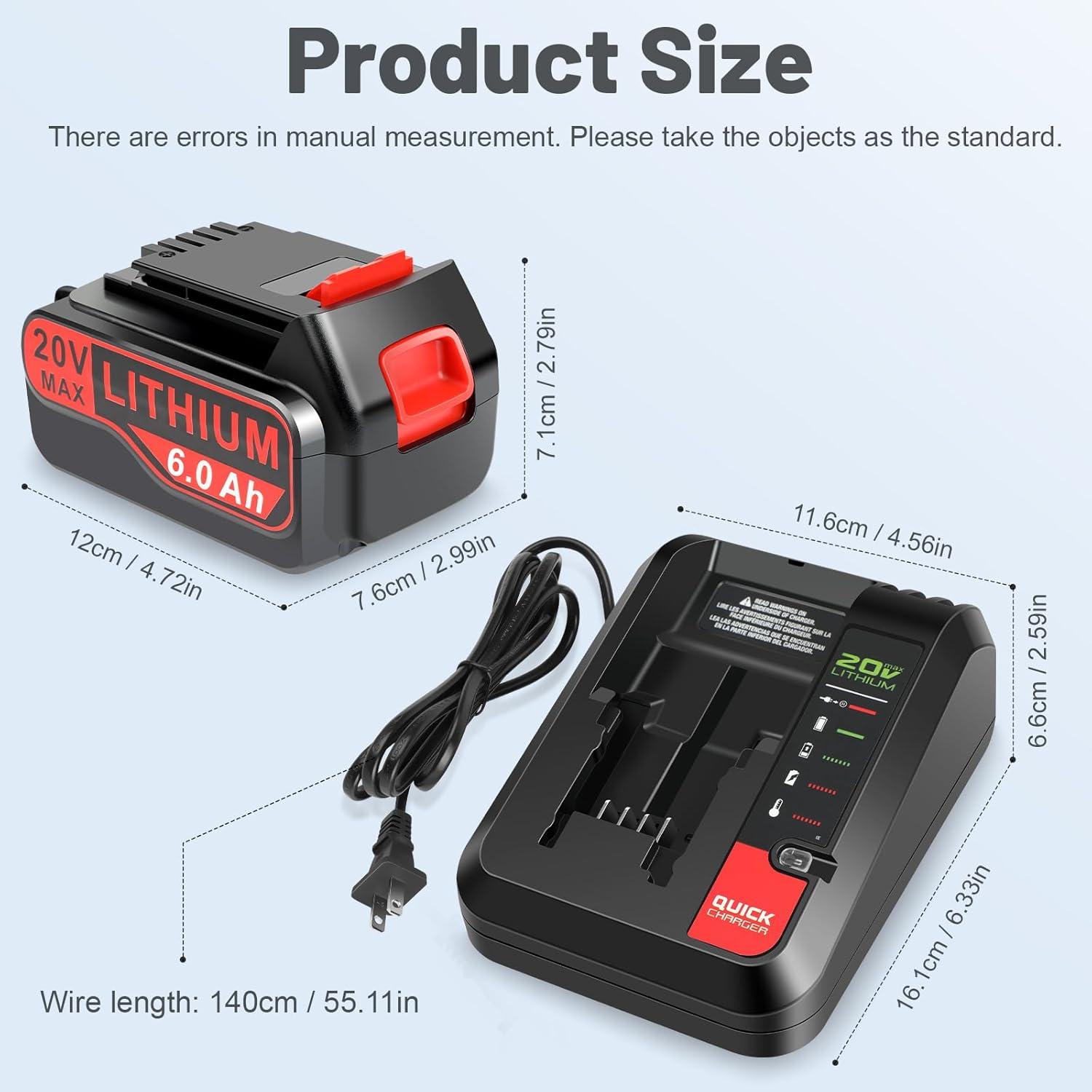 Paquete de 2 Baterías de Litio 20V 6.0Ah LBX4020 Black & Decker