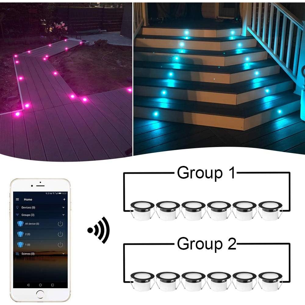 FVTLED Kit de 20 Luces LED RGBW WiFi 12V para Jardín y Escalera