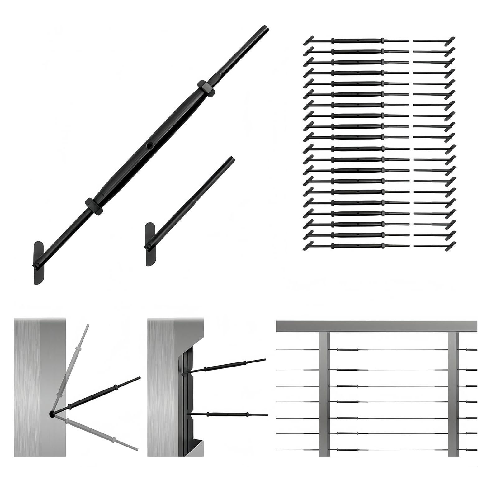 Kit de Barandilla de Cable Helffer 20 Pares Negro 1/8" (3.18 mm)